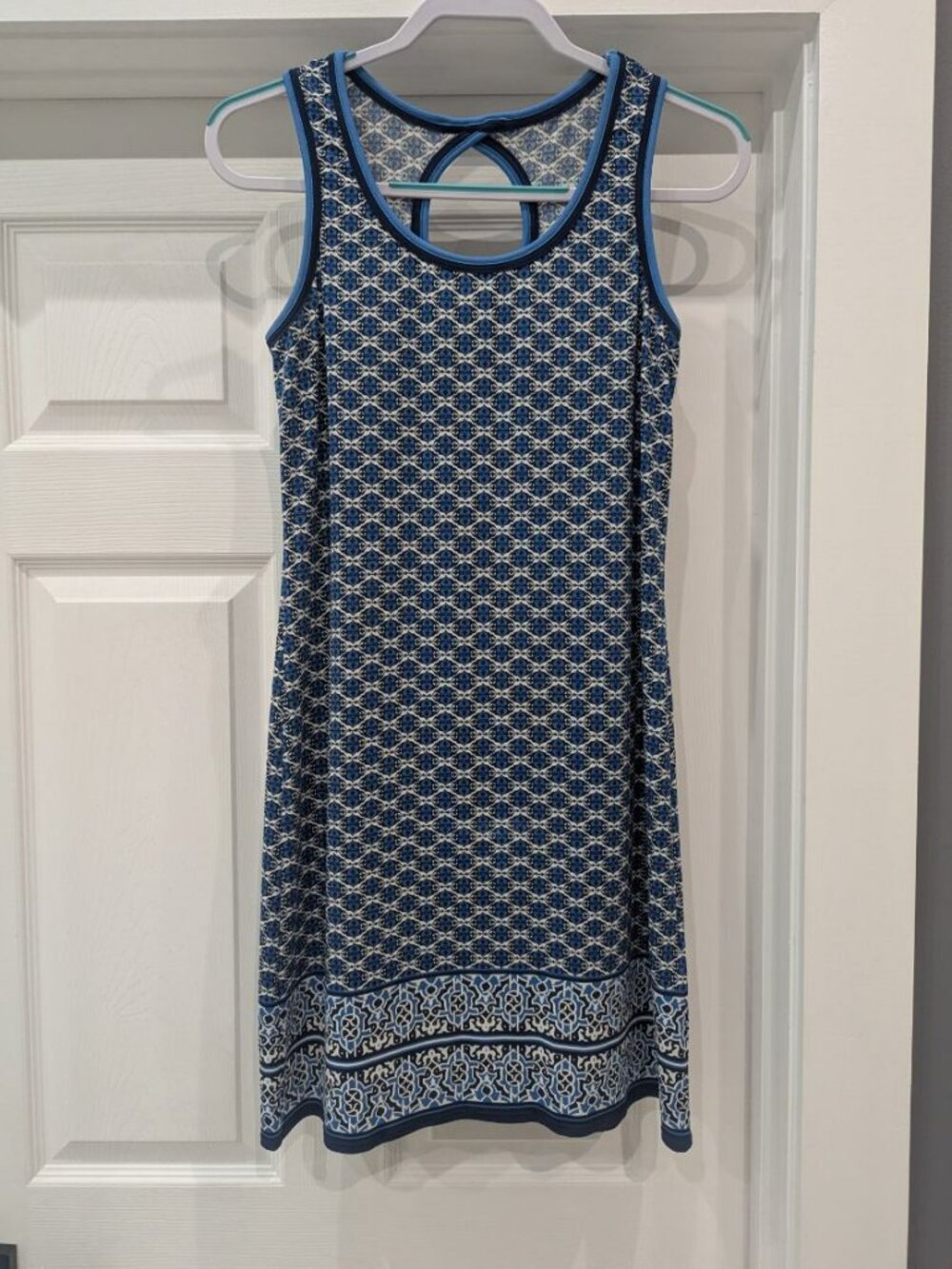Max Studio Blue Printed Sleeveless Shift Dress Size Small